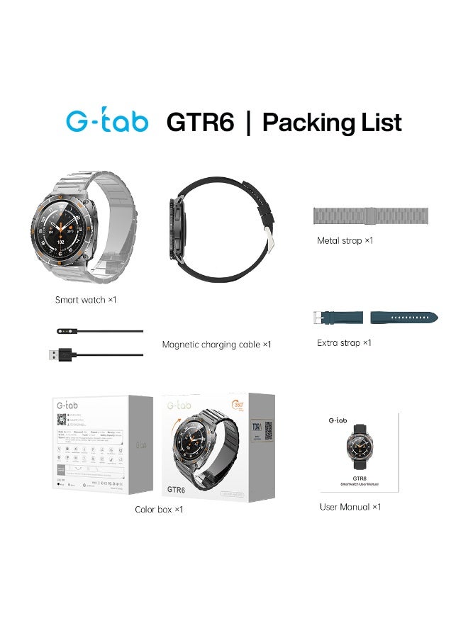 G-Tab GTR6 Smart Watch with Rotating Bezel, 1.43-Inch AMOLED Display, Bluetooth Calling, ChatGPT AI Assistant, Heart Rate & SpO₂ Monitoring, 100+ Sports Modes, IP68 Waterproof, Android & iOS Compatible - Image 5